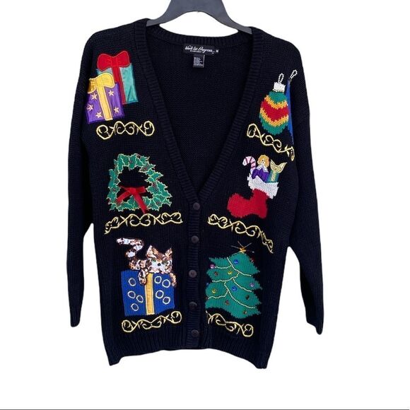 Work In Progress Vintage Sz M Ugly Christmas Sweater - Picture 2 of 9